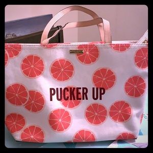 Kate Spade Flights of Fancy Pucker Up Canvas Tote